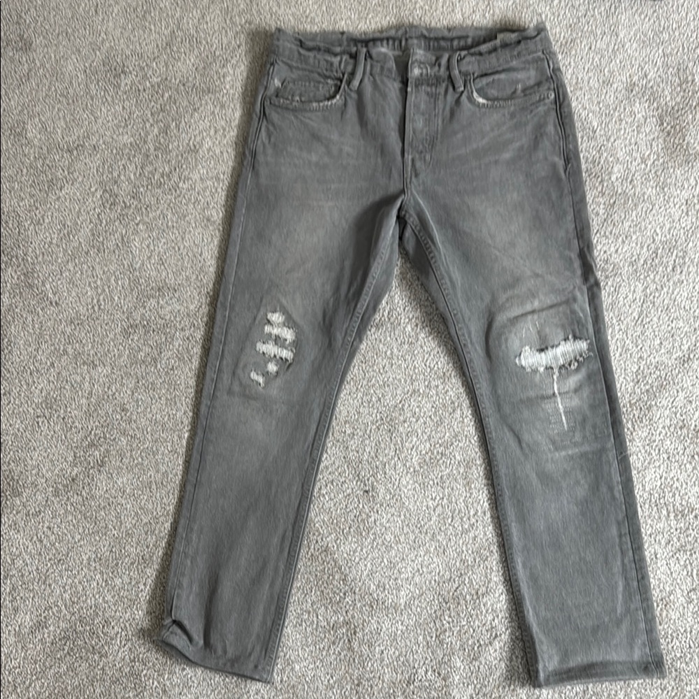 All Saints Slim Gray Distressed Jeans